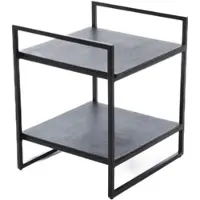 Amadeus Sofaende mit 2 Ebenen und Griffen - Schwarz Quadratisch Aluminium 42x40 cm