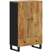 vidaXL Highboard mit Schublade 60x33x100 cm Massivholz Mango & Eisen