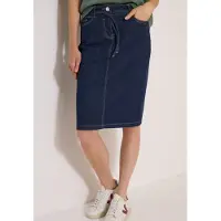 Cecil Jeansrock Knielanger Denimrock mit Gürteldetail