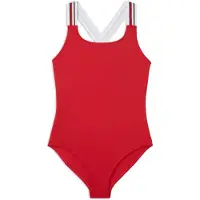 Tommy Hilfiger Girls Cross Back Swimsuit Primary Red Größe: 14-16 | Bademode Outlet | Unisex | Rot