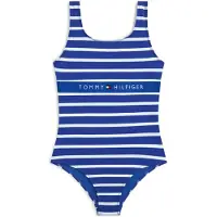 Tommy Hilfiger Girls Square Neck One Piece Blue Orbit Breton Stripe Größe: 14-16 | Bademode Outlet | Unisex | Blau