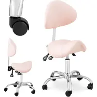 Physa MANNHEIM POWDER PINK rosa Sattel-Kosmetikstuhl mit verstellbarer drehbarer Rückenlehne