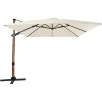 Axi Apollo Premium Ampelschirm Rechteakig 300x300 cm in Holz Look / Beige | Sonnenschirm für Garten / Terrasse mit Aluminium Rahmen | Inkl. Kreuzfuß