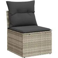 vidaXL 2-tlg. Garten-Sofagarnitur mit Kissen Hellgrau Poly Rattan