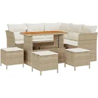 vidaXL Gartensofa-set 8 stk. Beige Poly-Rattan