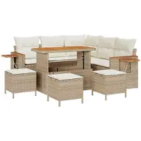 vidaXL Gartensofa-set 9 stk. Beige Poly-Rattan