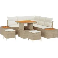 vidaXL Gartensofa-set mit Kissen 8 pcs Beige und Creme