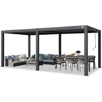 TOOLPORT PRIMEYARD Pergola 3x6 m Aluminium Pfosten mit Lamellendach aus Aluminium anthrazitfarbene Terrassenüberdachung