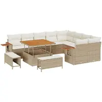 vidaXL Gartensofa-set 12 stk. Beige Poly-Rattan