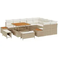 vidaXL Gartensofa-set 12 Stk. 11-Sitzanzahl Beige und Creme