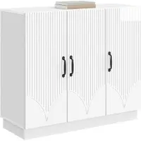 vidaXL Sideboard Hochglanz Weiß 89 x 34,5 x 77 cm Holzwerkstoff
