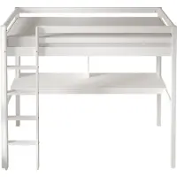 Sunny Sil Hochbett aus Holz mit Schreibtisch in Weiß | Kinderbett ohne Matratze | Einzelbett mit Treppe in 208 x 100,5 x 172 cm | Für Matratzengröße: