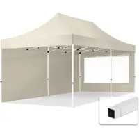 TOOLPORT 3x6m Stahl Faltpavillon, inkl. 2 Seitenteile, creme