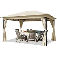 TOOLPORT Gartenpavillon 3x4 m ca. 180 g/m² Dachplane wasserdicht Pavillon mit 4 Seitenteilen in Champagner