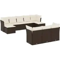 vidaXL 10-tlg. Garten-Sofagarnitur mit Kissen Braun Poly Rattan