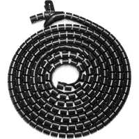 Digitus Flexibler Kabelspiralschlauch mit Einzugshilfe, 5 m, Kabelmuffe, Tisch/Wand, Polyethylenterephthalat, Schwarz
