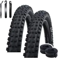 Schwalbe 2 x Magic Mary Performance Addix Fahrradreifen 29 x 2,40 (62-622) Schwarz + 2 SV19 Schläuche inkl. Reifenheber