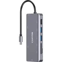 Canyon DS-11, USB 3.2 Gen 1 (3.1 Gen 1) Type-C, 100 W, 10,100,1000 Mbit/s, Grau, MicroSD (TransFlash), SD, 4K Ultra HD