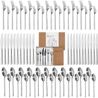 Deleca Besteckset Amor für 12 Personen - Edelstahl 18/10 - Besteck Set mit Messer Gabel Löffel, Steakmesser, Essbesteck - Spülmaschinenfest - Silber