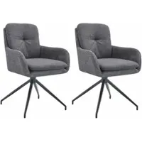 CLP 2er Set Esszimmerstühle Pickett Stoff Dunkelgrau