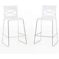 Idea New Garden Srl 2er-Set Barhocker aus glasfaserverstärktem Polypropylen mit Metallbeinen – Sitzhöhe 65 cm, modernes und robustes Design ideal für Küche und Theke – MARTINA XL – Weiß