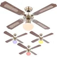 Globo LED Deckenventilator mit Zugschalter Ventilatorlampe Decke Ventilator Deckenleuchte, App- Sprachsteuerung, Vor-Rücklauf, 1x Smart RGB LED 5W 470Lm, D 106,6 cm