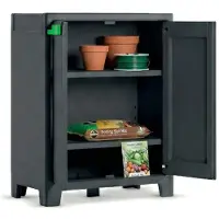 Dmora Außen-Schrank Markham 80x44x100h cm Grau, 2 Regale, Flügeltür