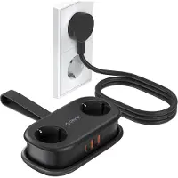 ORICO Listwa zasilająca AP3 20W GaN 5w1 2x AC + 2x USB-A + 1x USB-C - czarna