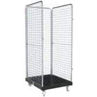 Schäfer Shop Rollbox ADB BASICline, 3-seitig, ohne Zwischenboden, bis 500 kg, Lenk- & Bockrollen, L 724 x B 815 x H 1800 mm, Stahl & Recycling-HDPE