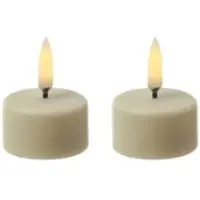 Uyuni 2x LED Teelicht Thea mit Timer Batterie bis 400 Std. D: 4cm in creme | Gr.: onesize