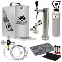 ChattenGlut SYS-25-1 Untertheken-Zapfanlage 1-leitig 25 L/h – Flach-Zapfkopf KEG Typ A – Komplettset mit Schanksäule & gefüllter CO2-Flasche
