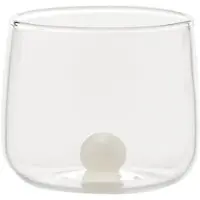 Zafferano Bilia Tumbler Junior Set, 6 Gläser für Liköre und Bitter aus weißem Borosilikatglas mit dekorativer Kugel, raffiniertes und elegantes Design