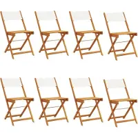 vidaXL Gartenstühle 8 Stk. Klappbar Cremeweiß Stoff und Massivholz