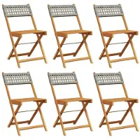 vidaXL Gartenstühle 6 Stk. Klappbar Grau Poly Rattan & Massivholz