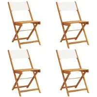vidaXL Gartenstühle 4 Stk. Klappbar Cremeweiß Stoff und Massivholz