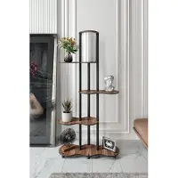 Opviq , Moderne Stehlampe aus Craft-Papier & MDF, Walnuss, 150 cm hoch | 1 x E27, max. 40 W, IP20 | Elegantes Design für Wohnräume, stilvoll und funktional.