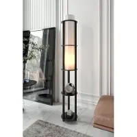 Opviq , Moderne Stehlampe aus Craft-Papier & MDF, Schwarz, 150 cm hoch, 1 x E27 Max 40 W, IP20, Elegantes Industriedesign für stilvolle Wohnräume.