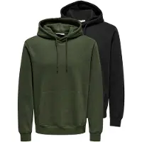 Only & Sons Sweatshirt / Hoodie Connor in Schwarz / dunkelgrün | Gr.: XXL