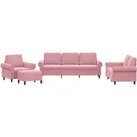 vidaXL 4-tlg. Sofagarnitur mit Kissen Rosa Samt