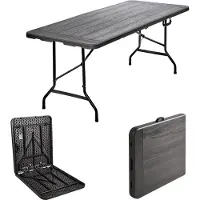 TRUTZHOLM Buffettisch Klapptisch 180 x 75 cm Holzoptik klappbar Kunststoff Gartentisch Bierzelttisch