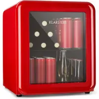 Klarstein PopLife Getränkekühler - Mini-Bar, Retrokühlschrank, 0-10°C, nur 39 dB, 48 L, umweltfreundlich, doppelt verglaste Tür, Retro-Design, rot