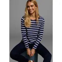 Ajc Langarmshirt im casual Stil, mit Rundhalsausschnitt mit Blende, figurbetont