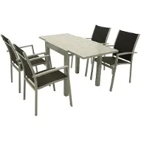 Freital Handels GmbH 5-teilige Garnitur 70/140 x 75 x 70 cm Aluminium Textilgewebe Silbergrau