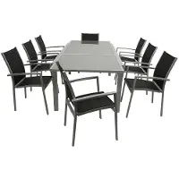 Freital Handels GmbH 9-teilige Garnitur 180/240 x 75 x 100 cm Aluminium Textilgewebe Glas Anthrazit