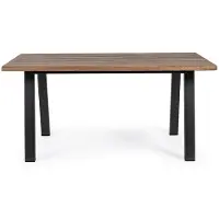 Natur24 Tisch Oslo 160 x 90 x 76cm Akazienholz mit Beingestell aus Metall In und Outdoor