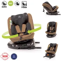 4Baby Kindersitz drehbar 360 ISOFIX Matt-Fix I-SIZE verstellbare Kopfstütze Sitz 0-36kg, 40-150 cm Mokka