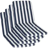 NYVI Liegenauflagen Hawaii 4er Set - 193x60 cm Blau Weiß Gestreift - Gartenmöbel Auflage mit 5 cm Polster und Gummi-Halteband