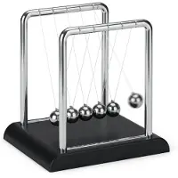 Relaxdays Newton Pendel, klassisches Kugelstoßpendel, 5 Kugeln, Physik Deko für Büro & Schreibtisch, Kugelpendel, silber