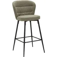 Mauro Ferretti 2er-Set LOSANNA Barhocker, grün, 52 x 59 x 108 cm – Stoffhocker mit schwarzen Metallbeinen – Glamouröses 70er-Jahre-Design