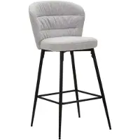 Mauro Ferretti 2er-Set LOSANNA Barhocker, Grau, 52 x 59 x 108 cm – Stoffhocker mit schwarzen Metallbeinen – Glamouröses 70er-Jahre-Design